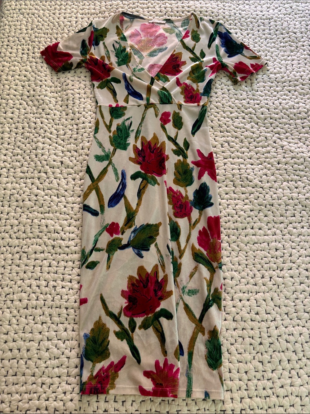 Zara Floral velvet midi Dress